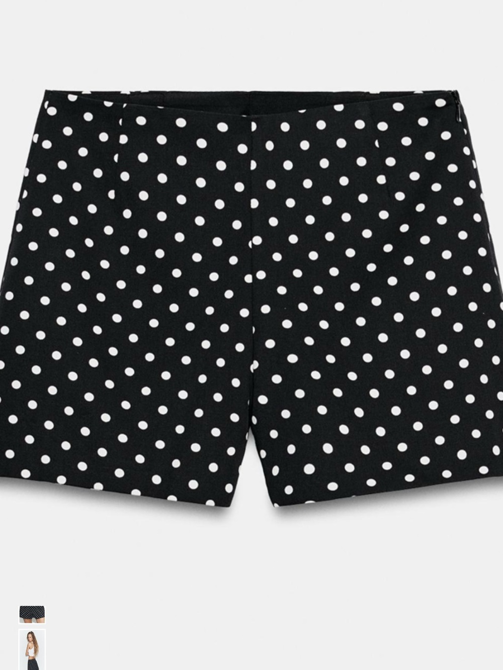 Zara Black Shorts with White Polka Dots